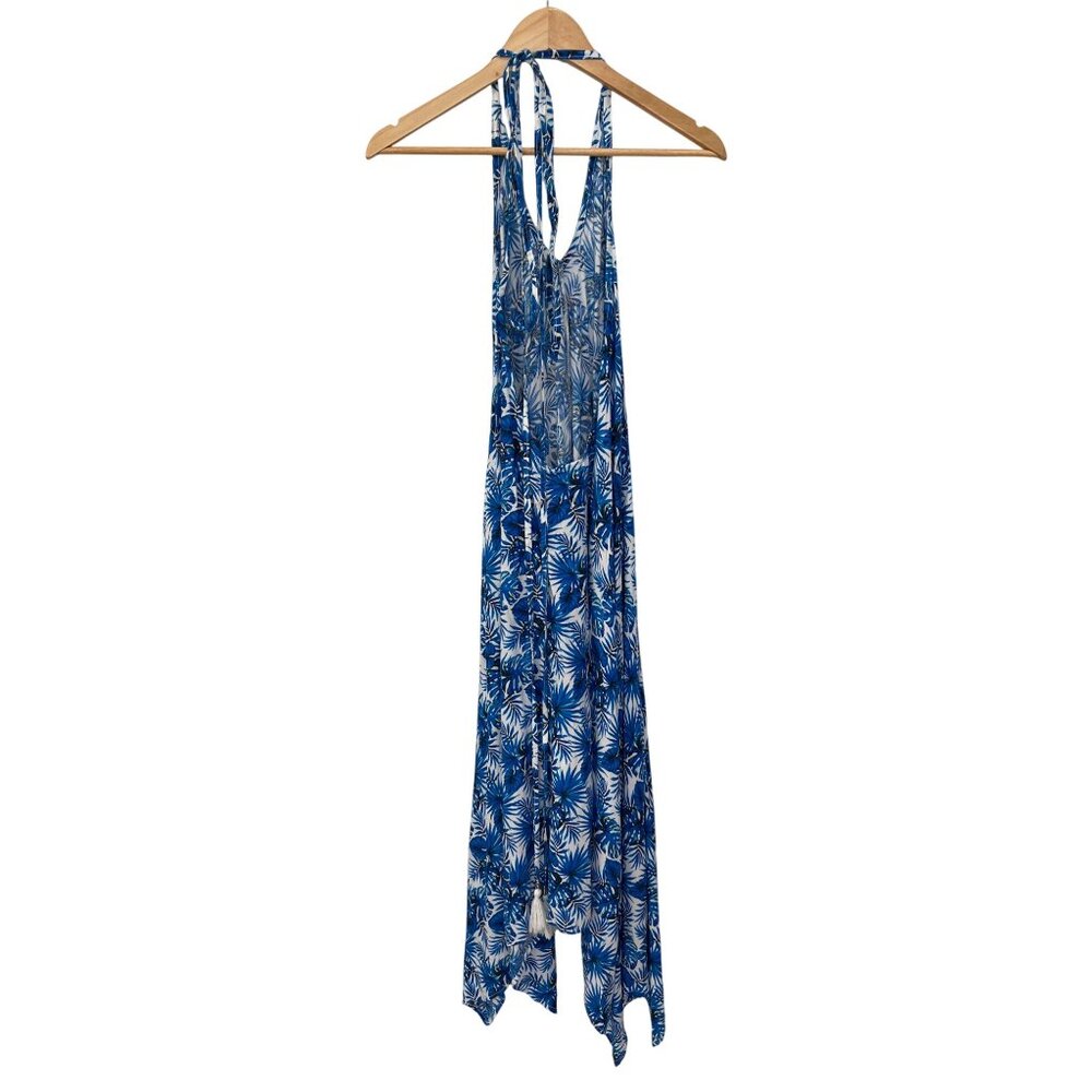 Kohinoor Fashion Halter Maxi Dress Size Xl Sleeveless Tropical Print Blue Beach View 2